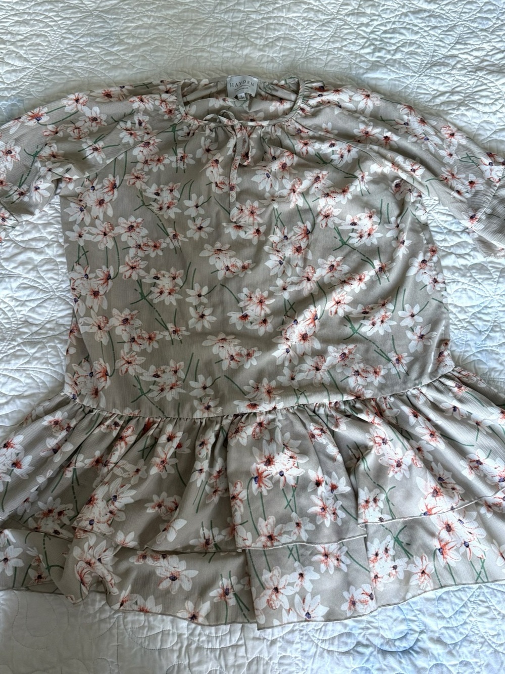 Hayden Floral Peplum Knee-Length Dress in Green & Pink Floral Size Small - Picture 4 of 6
